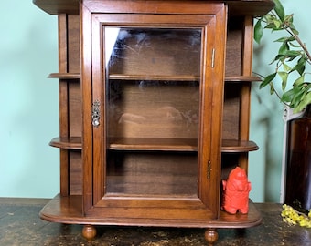 Vintage Wood Wall Display Cabinet