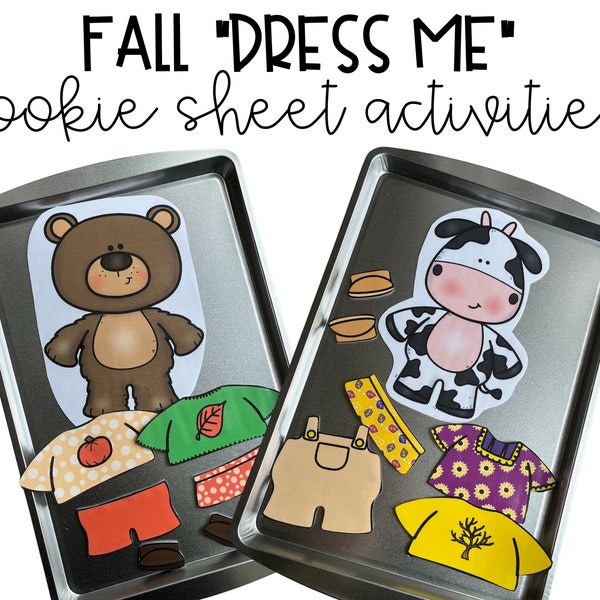 Dress Up the Animals Cookie Sheet Magnet Activity - FALL