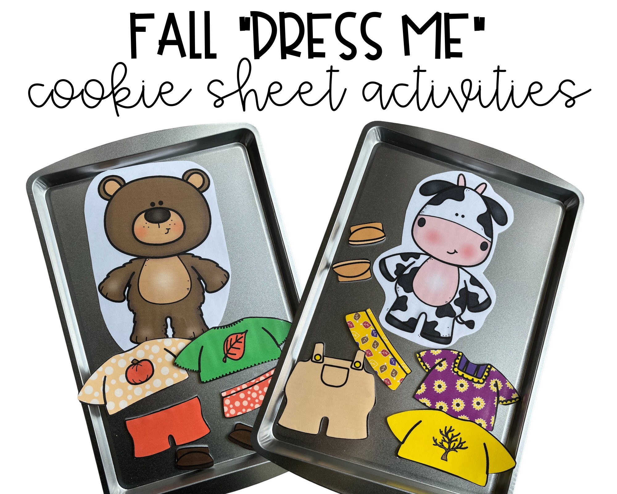 Dress up the Animals Cookie Sheet Magnet Activity - FALL - Etsy