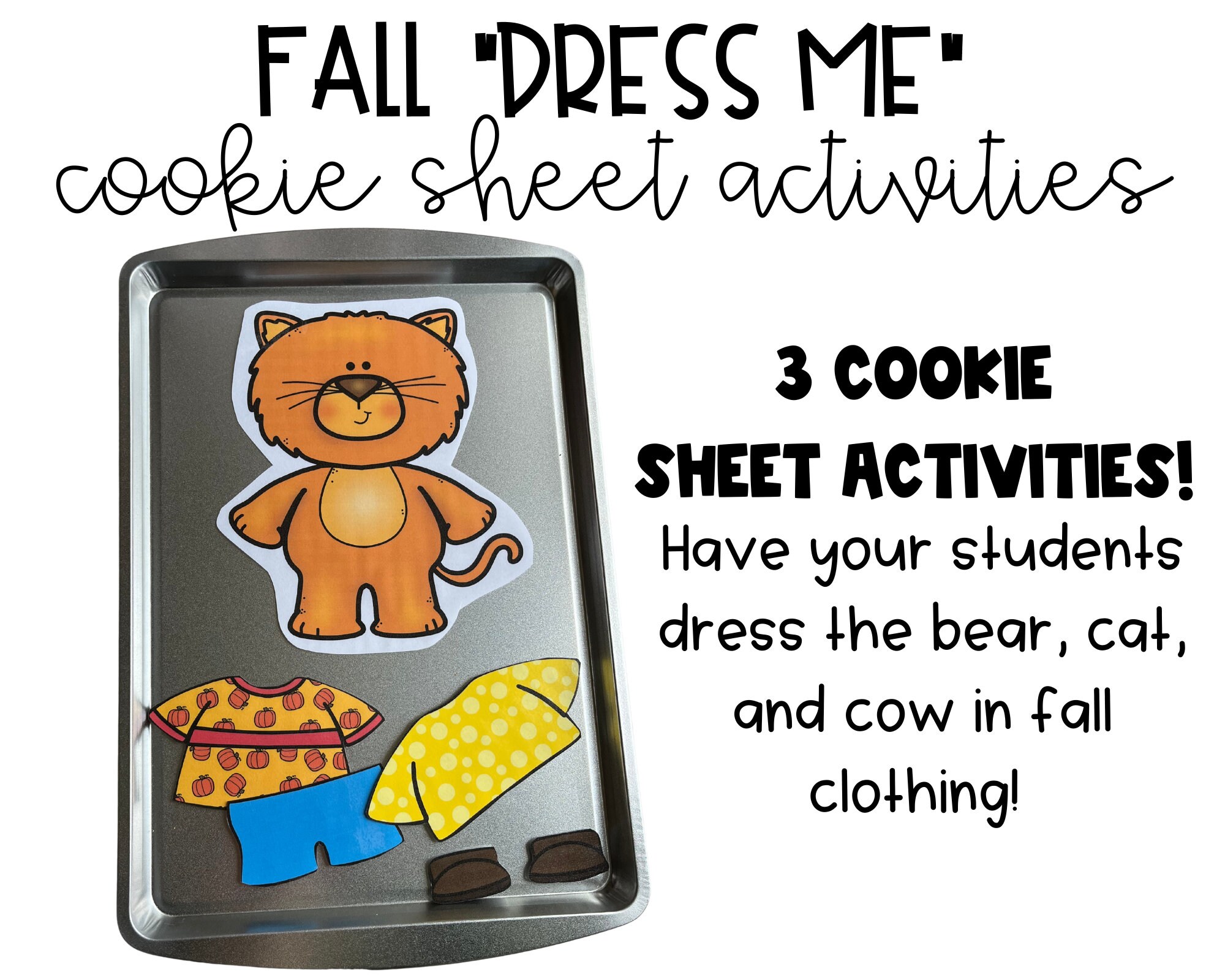 Dress up the Animals Cookie Sheet Magnet Activity - FALL - Etsy