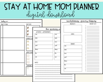 Mom zu Hause bleiben, von zu Hause Mom 2024 Planer Monatsplaner, Wochenplaner, Tagesplaner - Druckbare PDF DIGITAL DOWNLOAD