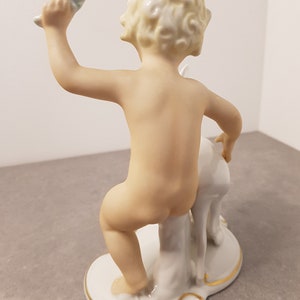 WALLENDORF Porcelain Figure Cherub with deer Art Deco Vintage 20th original Germany Wallendorf 1953-58 Schaubach Kunst Putto image 7