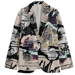 Graffiti Art Jacket, Unisex 100% Cotton Jacket, Artsy Blazer, Urban Art Bold Design up to 6XL