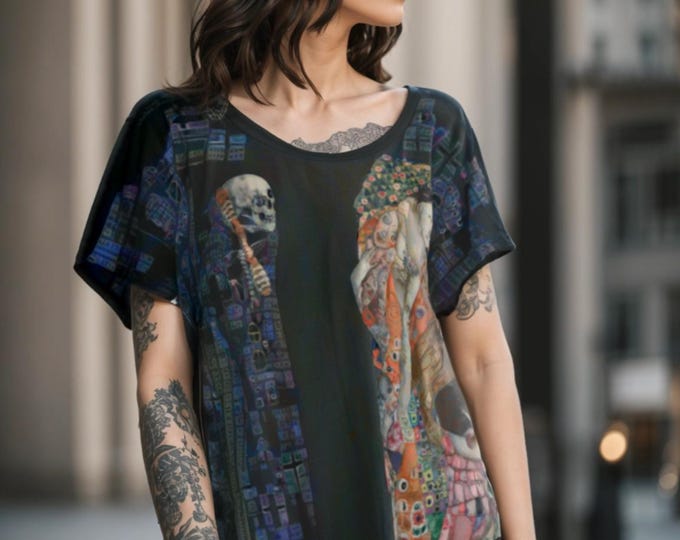 Klimt "Death and Life" Art Women's T-shirt Short Sleeves Up to 5XL