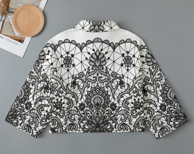 Vela women's cropped black/white cotton jacket