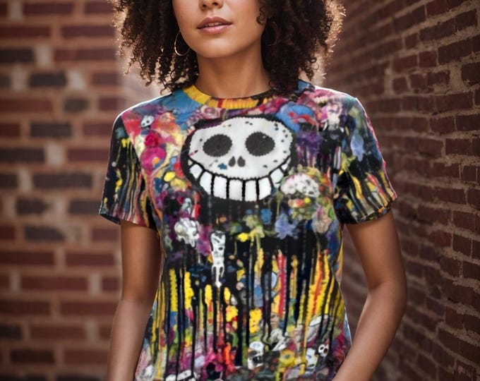 Skull Graffiti Paint Street Art Women's Tee-shirt up to 5XL