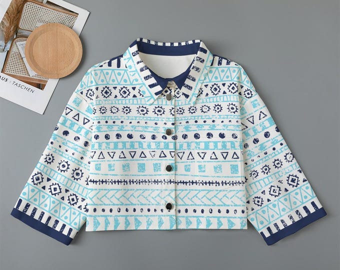 Azure Women's Cropped Cotton Jacket