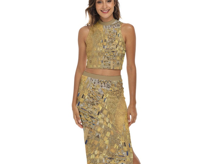 Golden Klimt Women's Tank Top & Split High Skirt Set