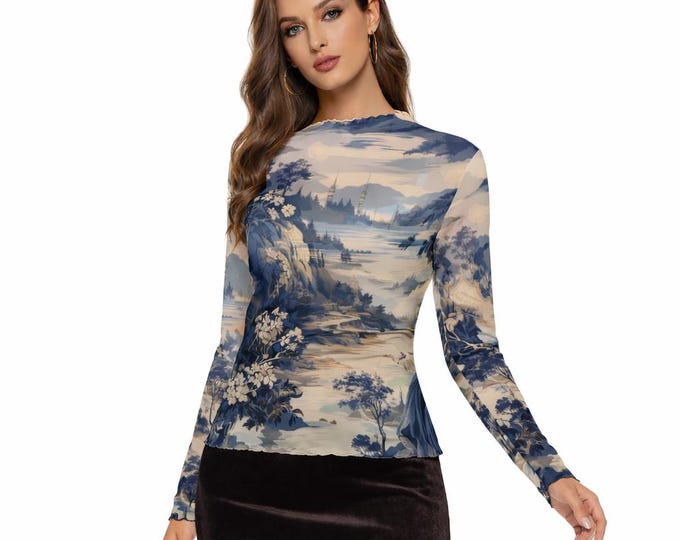 Victorian Women's Mesh Top Long Sleeves