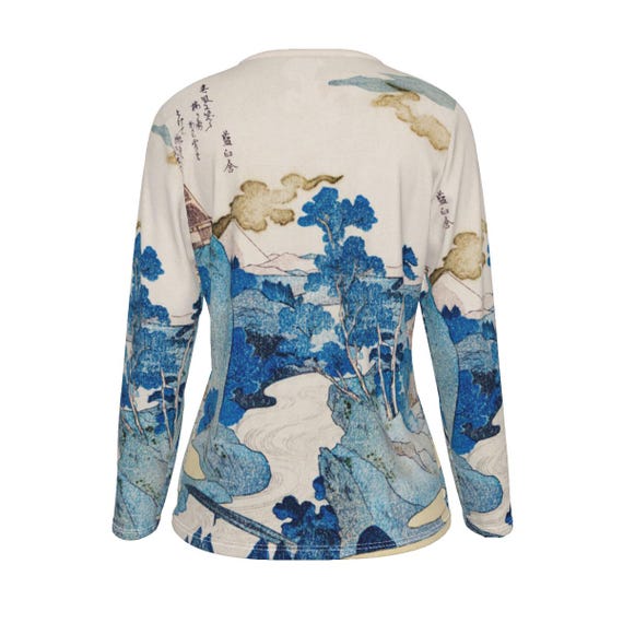 Japanese Art Long Sleeve Top: Cotton Landscape Print Two Styles - Etsy