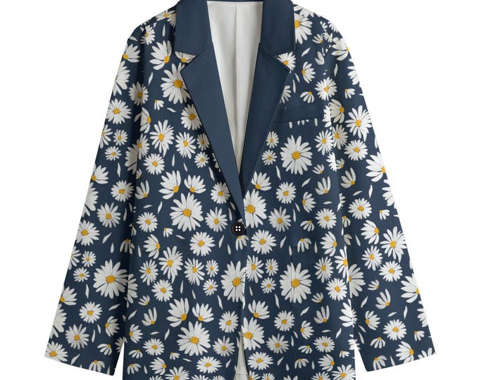 Daisy Unisex Artsy Bold Colors Two Pockets Cotton Blazer Up to 5XL