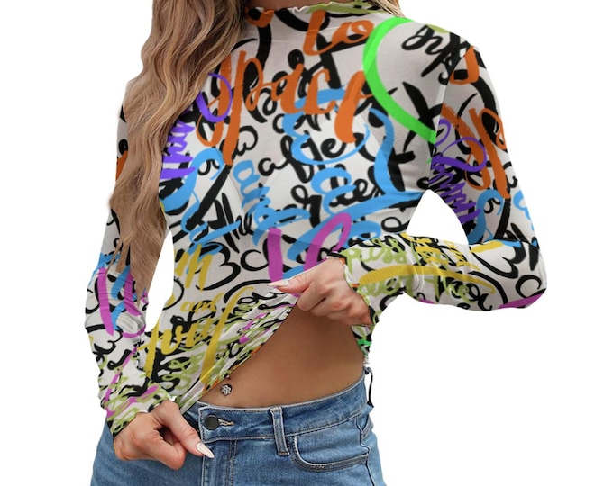 Graffiti Women's Semi-Sheer Mesh T-shirt Four Styles