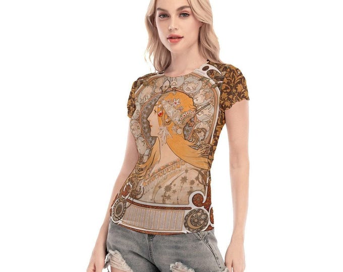 Alphonse Mucha Zodiac Art Nouveau Woman's Mesh Tee