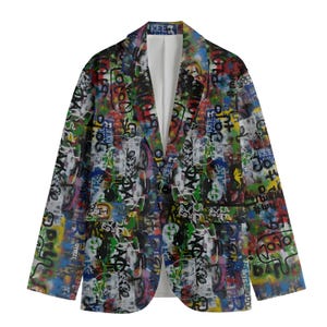 Graffiti Art Blazer, Unisex 100% Cotton Jacket, Artsy Blazer, Urban Art Bold Design Three Styles