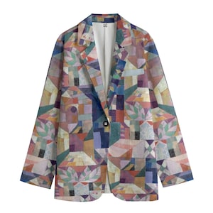 Burggarten Art Blazer, Unisex 100% Cotton Jacket, Artsy Blazer, Urban Art Bold Design Cotton Blazer Free Shipping