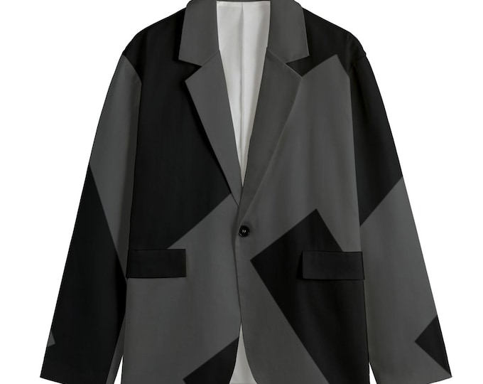 Unisex Abstract Geometric Cotton Blazer, Artsy Style