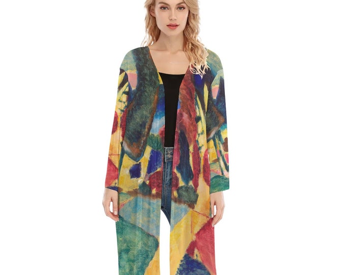 Vassili Kandinsky Graphic Art Women's Long Sleeve Mesh Cardigan