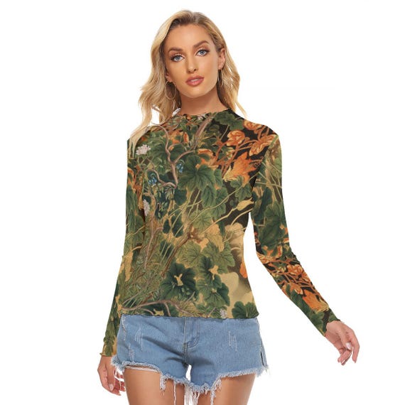 Garden Tapestry Women's Mesh Top Three Styes up to 6XL