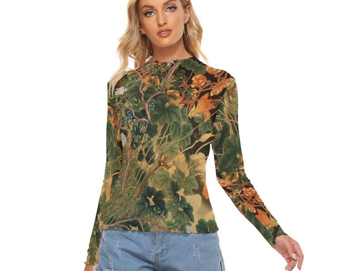 Garden Tapestry Women's Mesh Top Three Styes up to 6XL