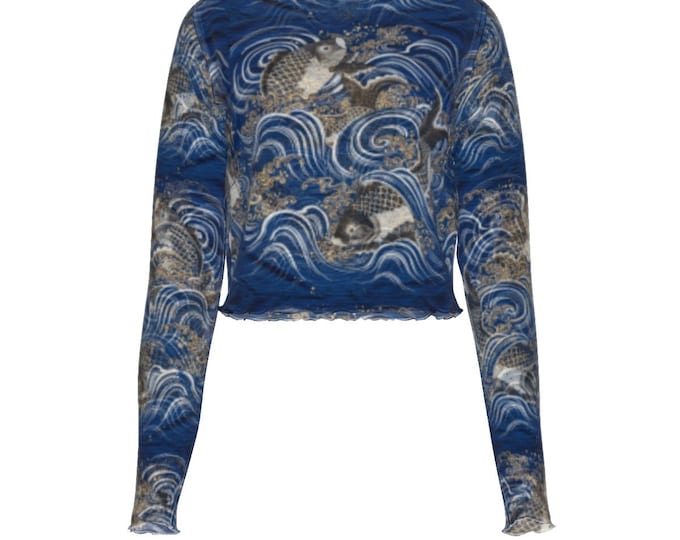 Koi Women's Mesh Crop Top Long Sleeves