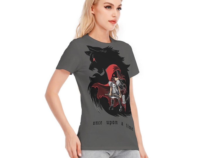 Red Riding Hood Fairy Tale Women's Tee-shirt Mesh and Cotton