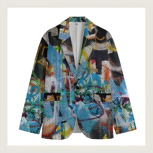 Graffiti Art Blazer, Unisex 100% Cotton Jacket, Artsy Blazer, Urban Art Bold Design Two Styles