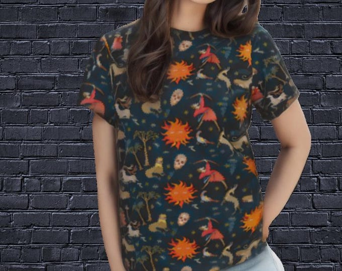 Medieval Astrology Celestial Symbols Art Women's Tee-shirt Cotton or Mesh