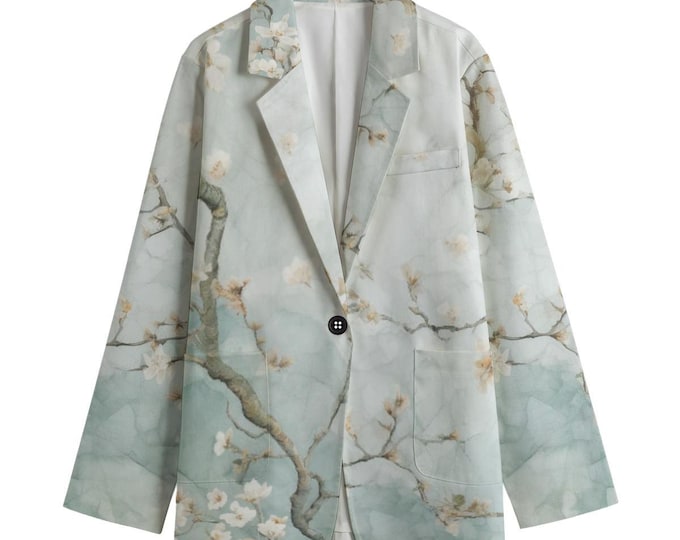 Van Gogh Style Sakura Women's Leisure Blazer 100% Cotton Two Colors