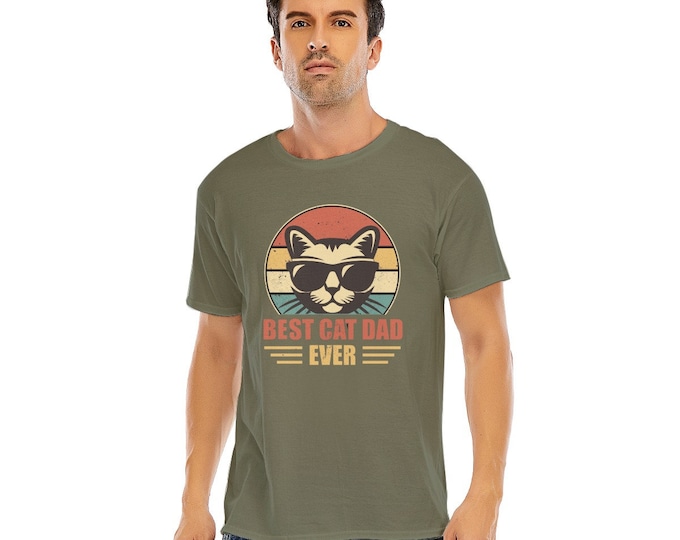Men's Cat Dad Shirt Sleeve T-shirt | 180GSM Cotton in Nine Colors