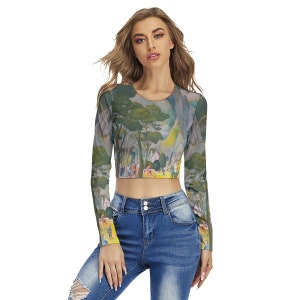 Medieval Art  Print Women&#39;s Crop  Top  Long Sleeves