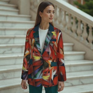 Blazer Art de Red Foxes, chaqueta unisex 100 % algodón, blazer artístico, blazer de algodón con diseño atrevido de arte urbano