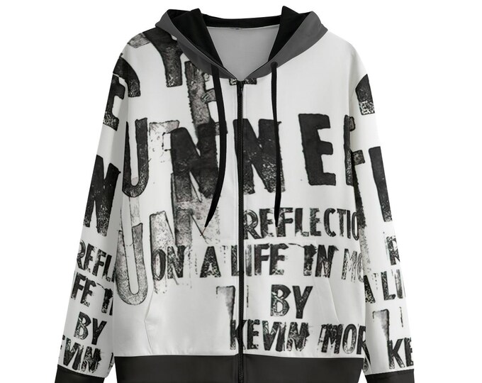 Newsprint Graffiti Cotton Full Zip Hoodie