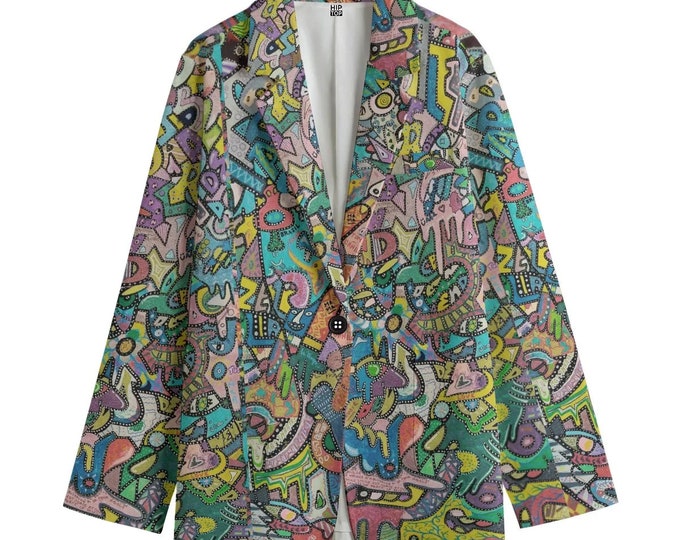 Unisex Graffiti Art Blazer: 100% Cotton Urban Jacket