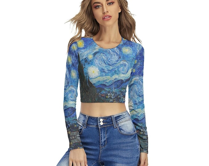 Van Gogh Starry Night  Women's Top Long Sleeves Crop and Regular