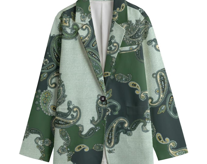 Vintage Paisley Print Women's Spring Blazer 100% Cotton
