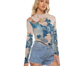 トップス Fuji The Evening View of Fuji Japanese Blue Traditional Painting