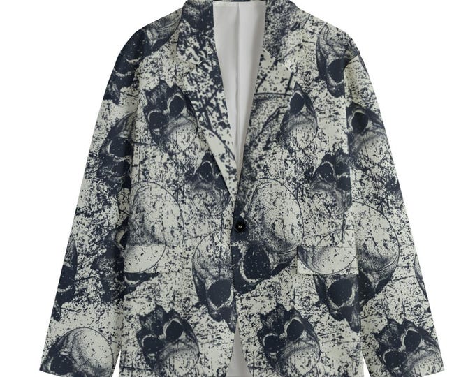 Skull Art 100% Cotton Blazer: Unisex Graffiti Design
