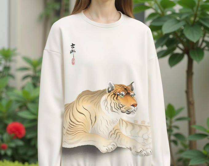 Tiger Japanese Art Print Unisex Knitted Fleece Sweater Two Styles