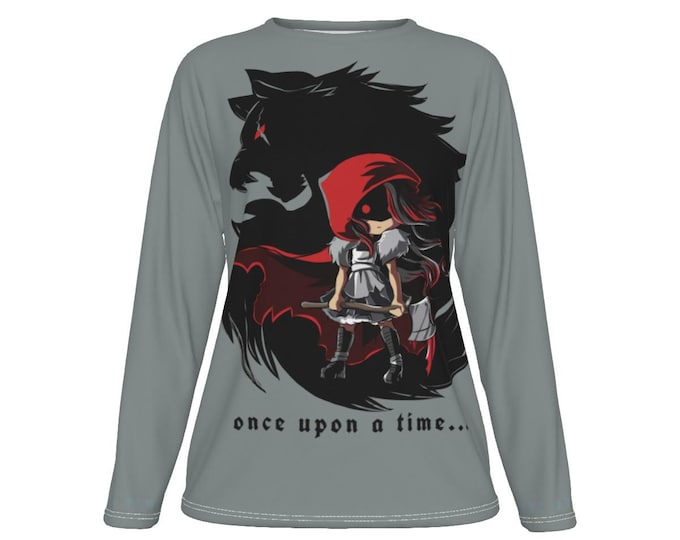 Red Riding Hood Cotton Tee: Long Sleeve Women's Top
