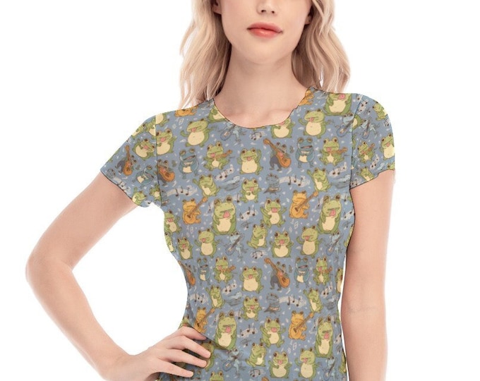 Jamming Frogs Women's Mesh Tee-shirt Semi-Sheer