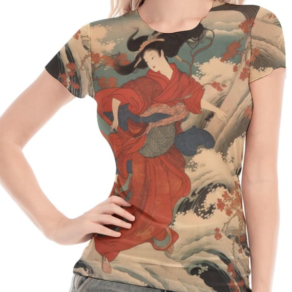 Camiseta feminina de malha com estampa de arte de pintura