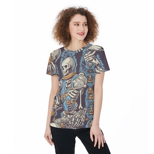 Skeleton Halloween Steampunk Women&#39;s T-Shirt Up to 5XL Five Styles Different Patterns