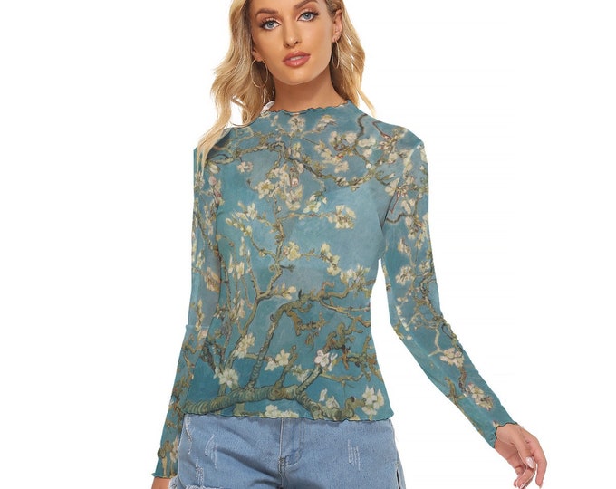 Van Gogh Art  Women's Mesh Top Long Sleeves up to 6XL