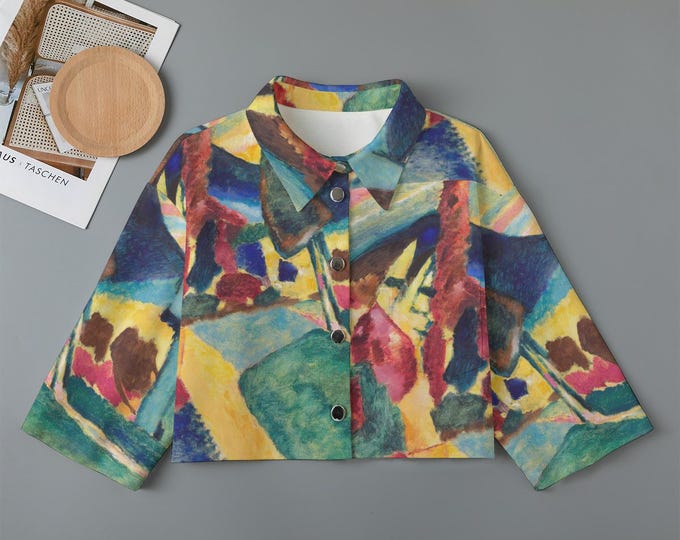 Kandinsky Art Women's Cropped Cotton Jacket