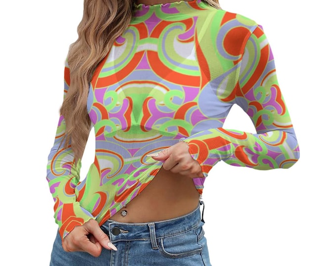 Y2K Psychedelics Neon Women's Mesh Top