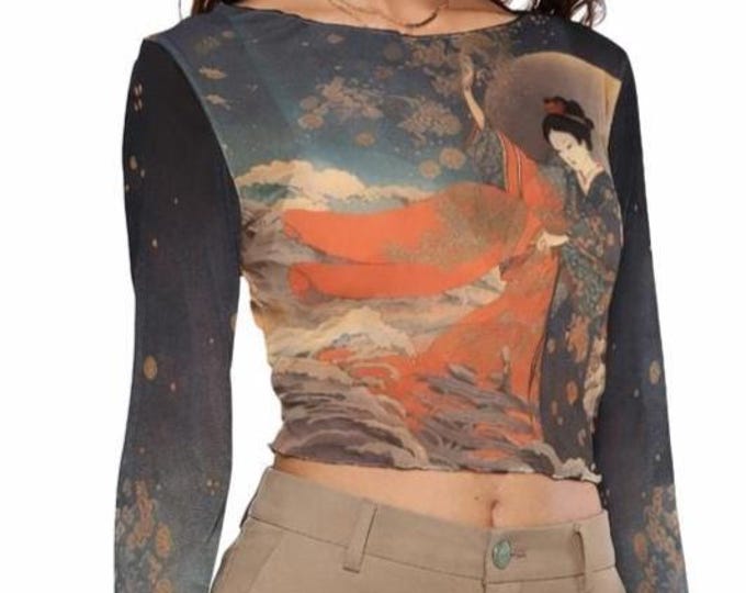 Eclipse Women's Mesh Crop Top Long Sleeves Three Styles