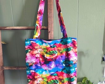 Aquarell Einkaufstasche | Baumwoll-Einkaufstasche | Geräumige Tasche für Künstlerbedarf | Handgemachte Geschenkidee | Künstler Geschenk