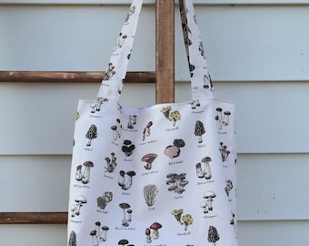 Mushroom Tote Bag | Farmers Market Tote | Cotton Tote Bag | Spacious Bag  | Handmade Gift Idea | Cottagecore Mushroom