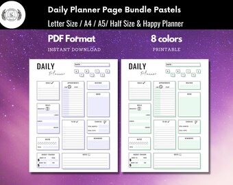 Printable Daily Journal Page Bundle ,Pastels, Organization, Productivity, Trending, BackToSchool, Homeschool, Goodnotes Digital Template