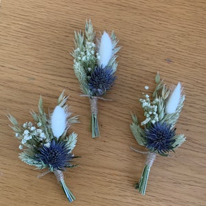 Dried Thistle & Gypsophila buttonhole | boutonnière. | Natural wedding flower | dried flowers